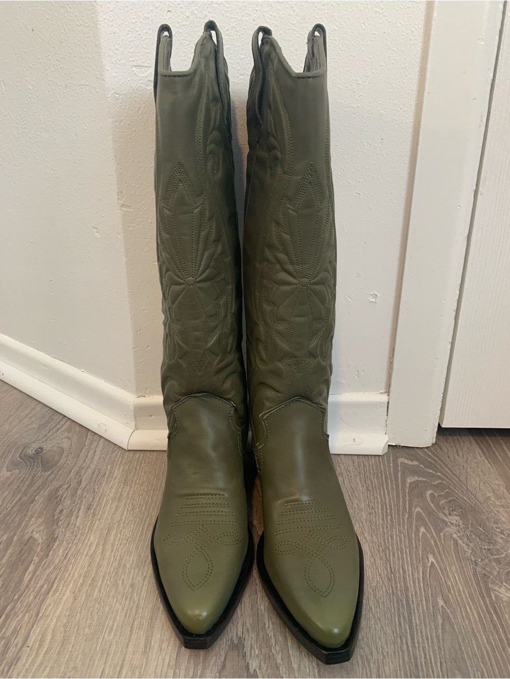 Schutz Zachy Up Cowboy Western Boot- military olive green